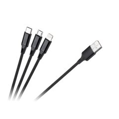 USB 3in1 microUSB -kaapeli, USB tyyppi C, Lightning 100 cm hinta ja tiedot | Rebel Kodinkoneet ja kodinelektroniikka | hobbyhall.fi