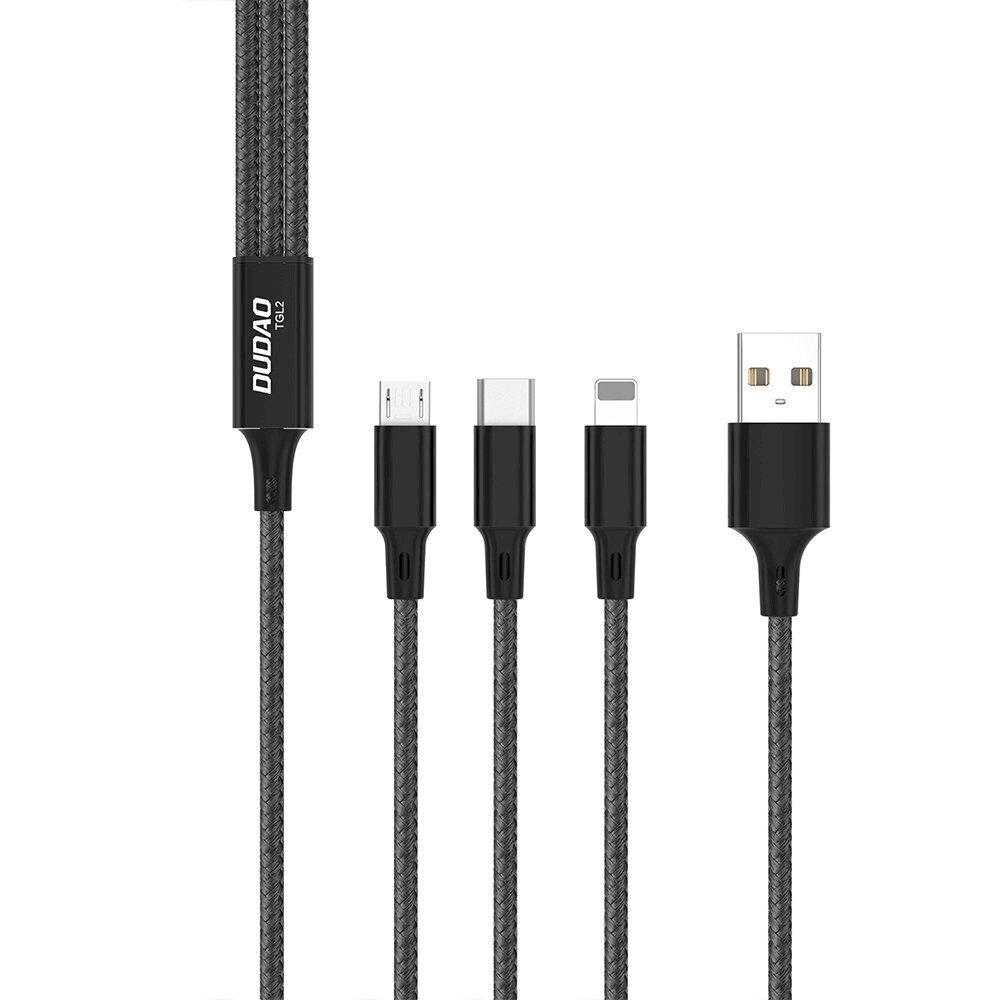 Dudao USB 3in1 kaapeli - USB Type C, Micro USB, Lightning 6A - musta (TGL2) hinta ja tiedot | Puhelinkaapelit | hobbyhall.fi