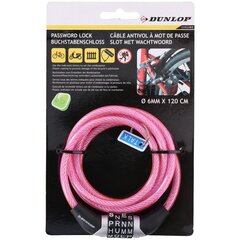 Polkupyörän lukko koodilla Dunlop, 0,6 x 120 cm, vaaleanpunainen hinta ja tiedot | Polkupyörän lukot | hobbyhall.fi
