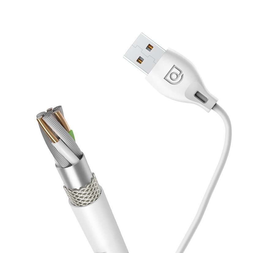 Dudao USB/Lightning -datalatauskaapeli 2,4A 1m valkoinen (L4L 1m valkoinen) hinta ja tiedot | Puhelinkaapelit | hobbyhall.fi