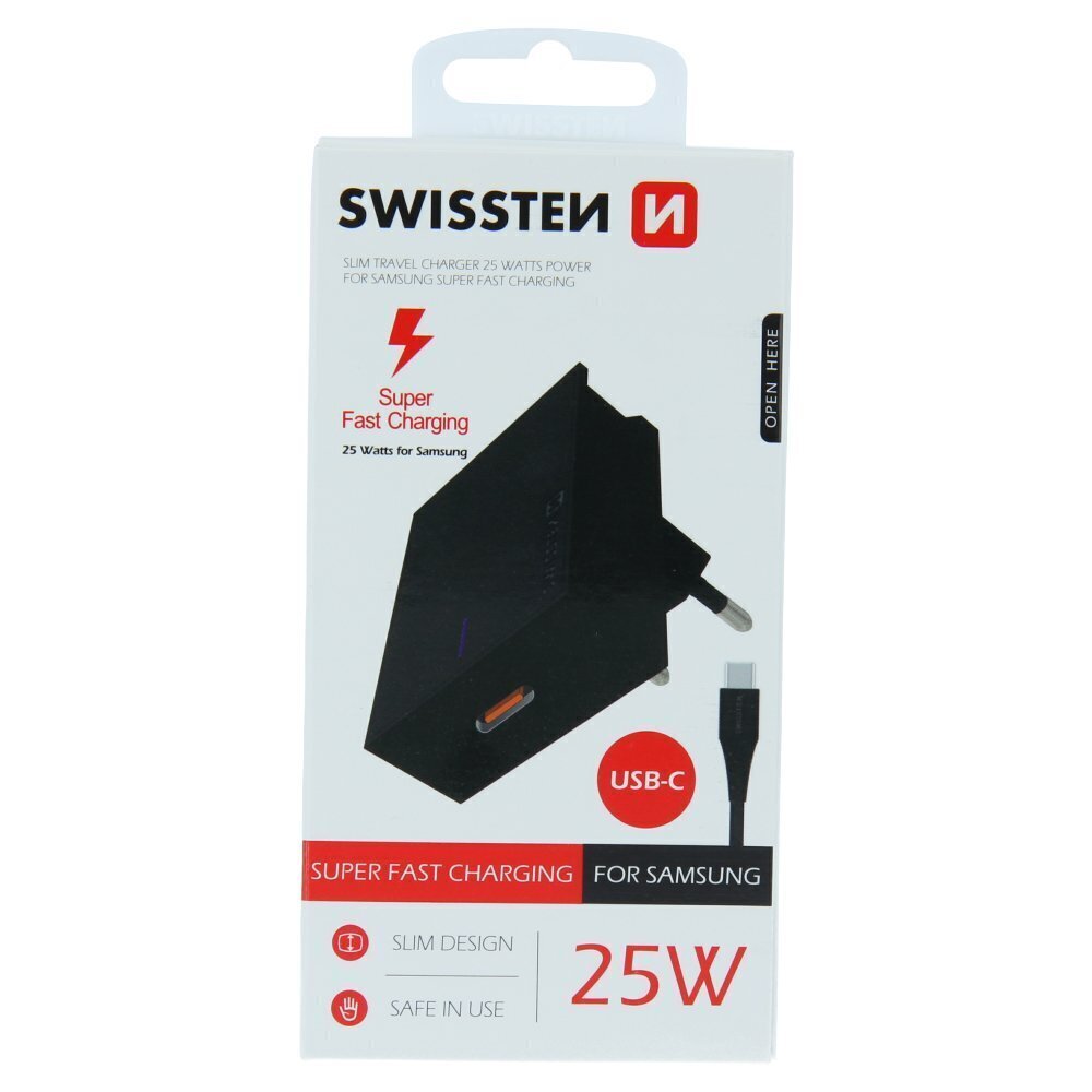 Swissten Premium mallille Samsung, USB-C, 3A hinta ja tiedot | Puhelimen laturit | hobbyhall.fi