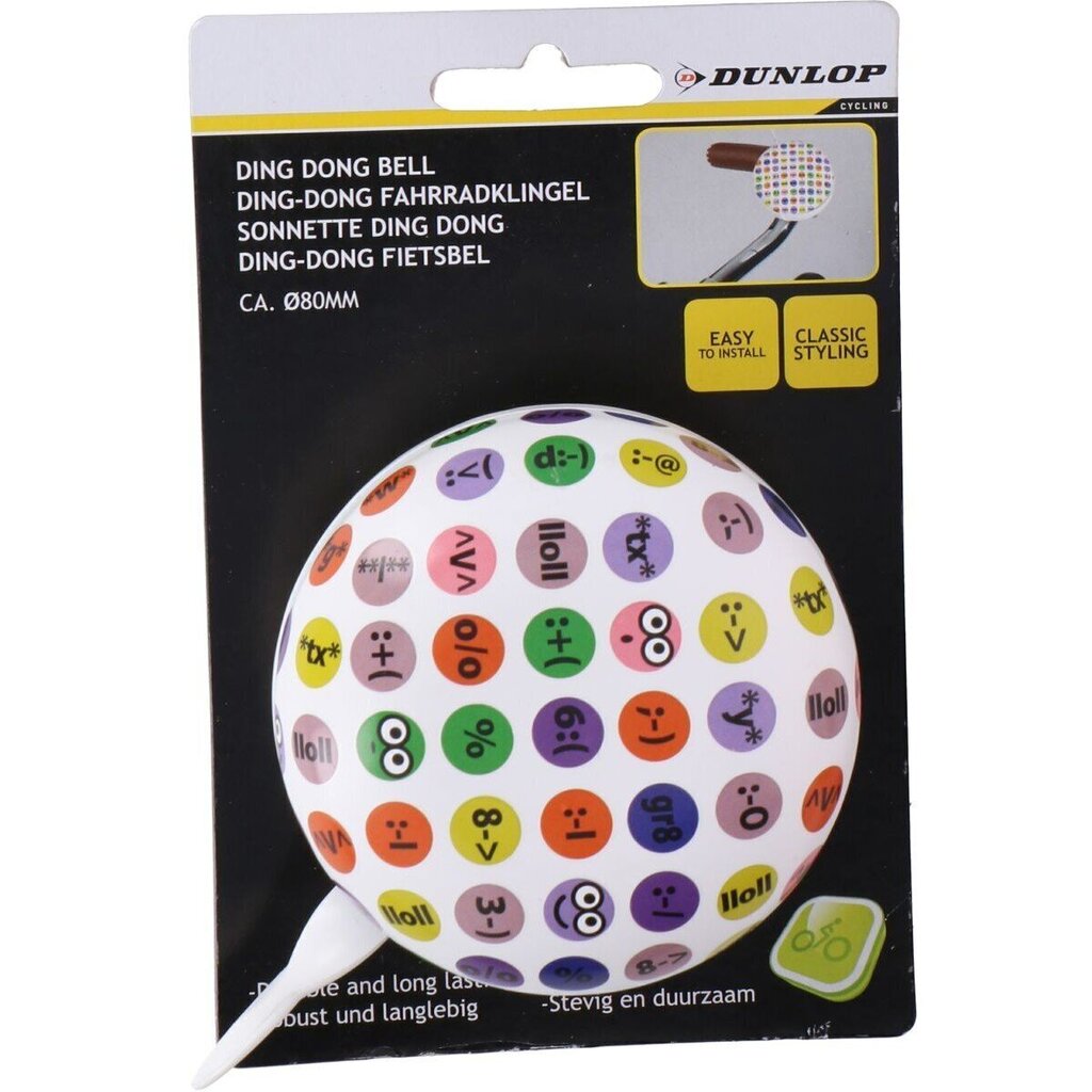 Polkupyörän soittokello Dunlop Emoticons, 80mm hinta ja tiedot | Soittokellot | hobbyhall.fi