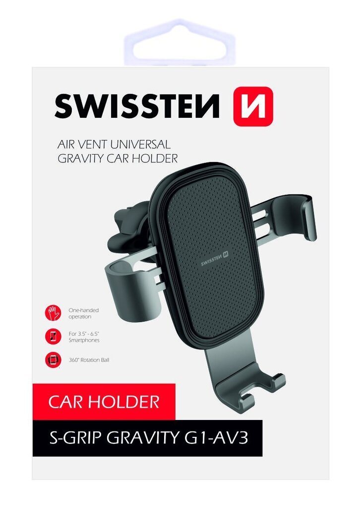 Swissten S-GRIP G1-AV3 Metal Age Gravity 360 Universal Car Air Vent Holder For Devices Silver hinta ja tiedot | Puhelintelineet | hobbyhall.fi