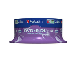 Verbatim kaksikerroksinen DVD + R 8,5 Gt 8x Matta Hopea 25 kpl kara - 43757 hinta ja tiedot | Vinyylilevyt, CD-levyt, DVD-levyt | hobbyhall.fi