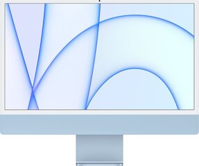 Apple iMac 24” 4.5K Retina, M1 8C CPU, 7C 8/256GB Blue RUS MJV93RU/A hinta ja tiedot | Pöytätietokoneet | hobbyhall.fi
