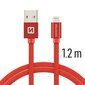 USB Kabelis Swissten Textile 3A Lighthing, 1.2 m, raudonos spalvos hinta ja tiedot | Kaapelit ja adapterit | hobbyhall.fi