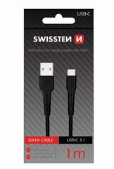 Swissten Basic Universal Quick Charge USB-C Data and Charging Cable 1m Black hinta ja tiedot | Puhelinkaapelit | hobbyhall.fi