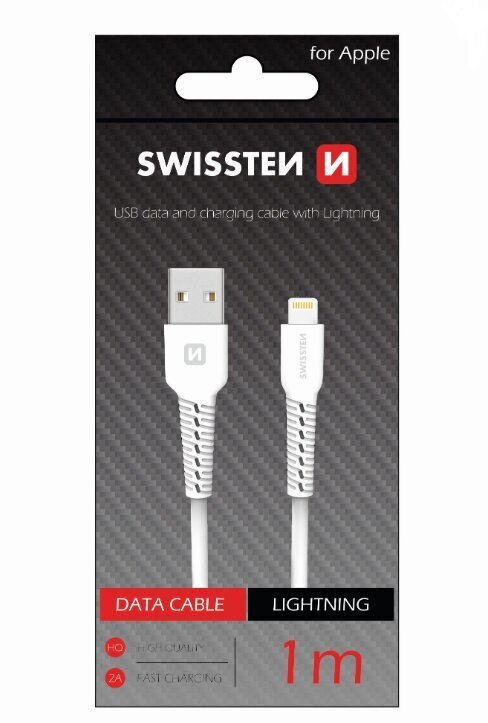 Swissten Basic Fast Charge 3A Lightning (MD818ZM/A) Data and Charging Cable 1m White hinta ja tiedot | Kaapelit ja adapterit | hobbyhall.fi
