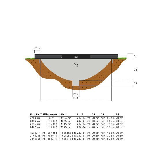 Trampoliini turvaverkolla Exit Silhouette, maahan, asennettava 153x214 cm, musta hinta ja tiedot | Trampoliinit | hobbyhall.fi