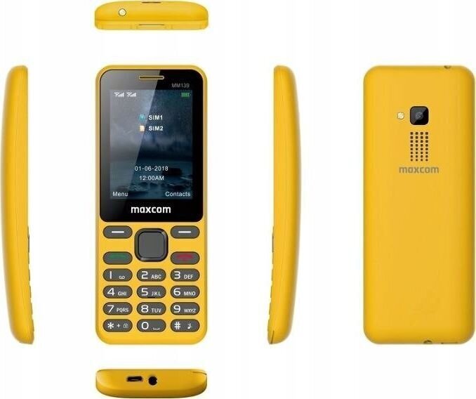 Maxcom MM139, Dual SIM, Yellow hinta ja tiedot | Matkapuhelimet | hobbyhall.fi