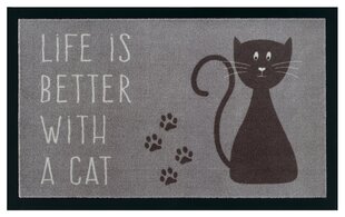Ovimatto Life is better with a cat 45x75 cm hinta ja tiedot | Ovimatot | hobbyhall.fi