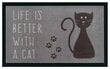 Ovimatto Life is better with a cat 45x75 cm hinta ja tiedot | Ovimatot | hobbyhall.fi