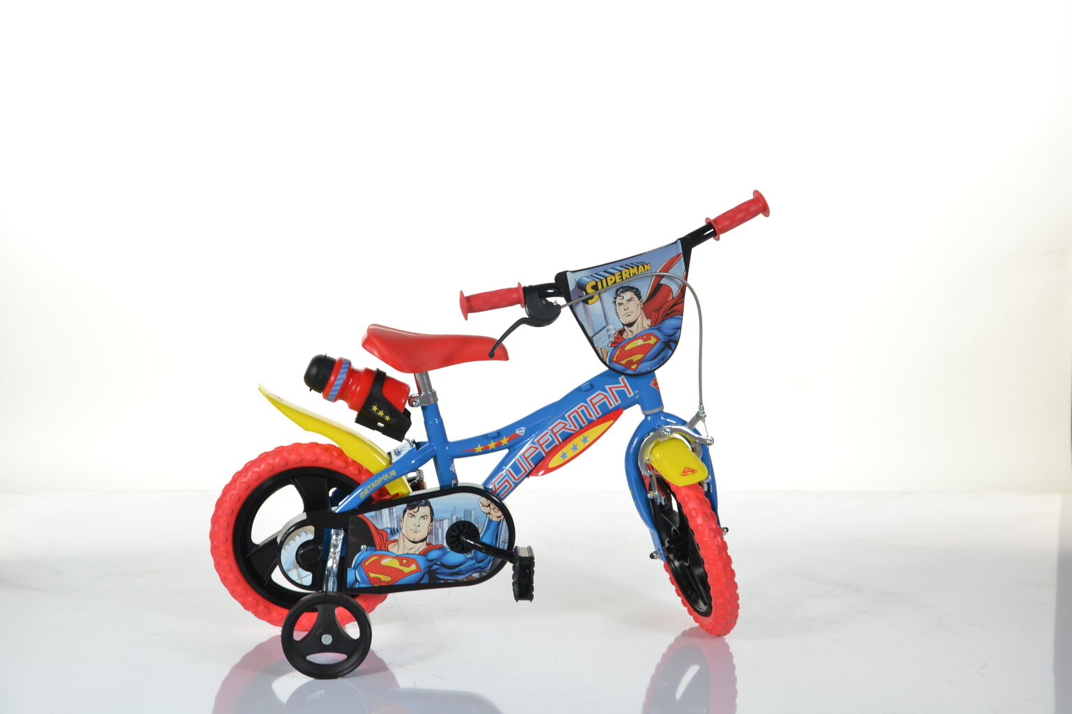 Dino bikes Superman 12" lastenpyörä, sininen/punainen/keltainen hinta ja tiedot | Polkupyörät | hobbyhall.fi