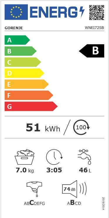 Gorenje WNEI72SB hinta ja tiedot | Pyykinpesukoneet | hobbyhall.fi