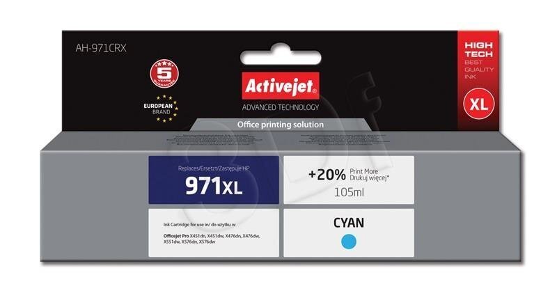 Värikasetti ActiveJet AH-971CRX | Cyan | 100 ml | HP HP 971XL CN626AE hinta ja tiedot | Mustekasetit | hobbyhall.fi