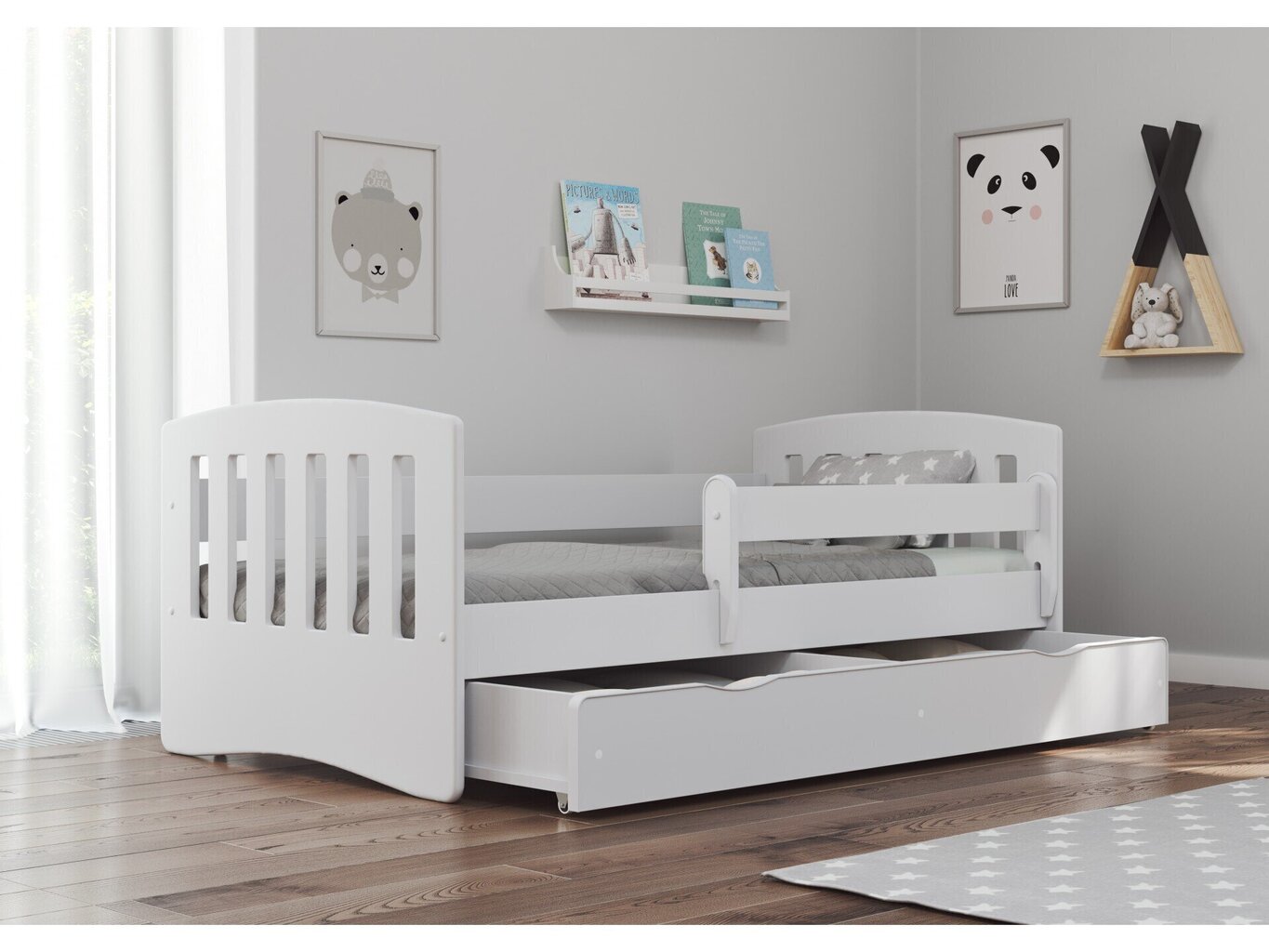 Sänky, valkoinen, 180x80, laatikolla. hinta ja tiedot | Sängyt | hobbyhall.fi