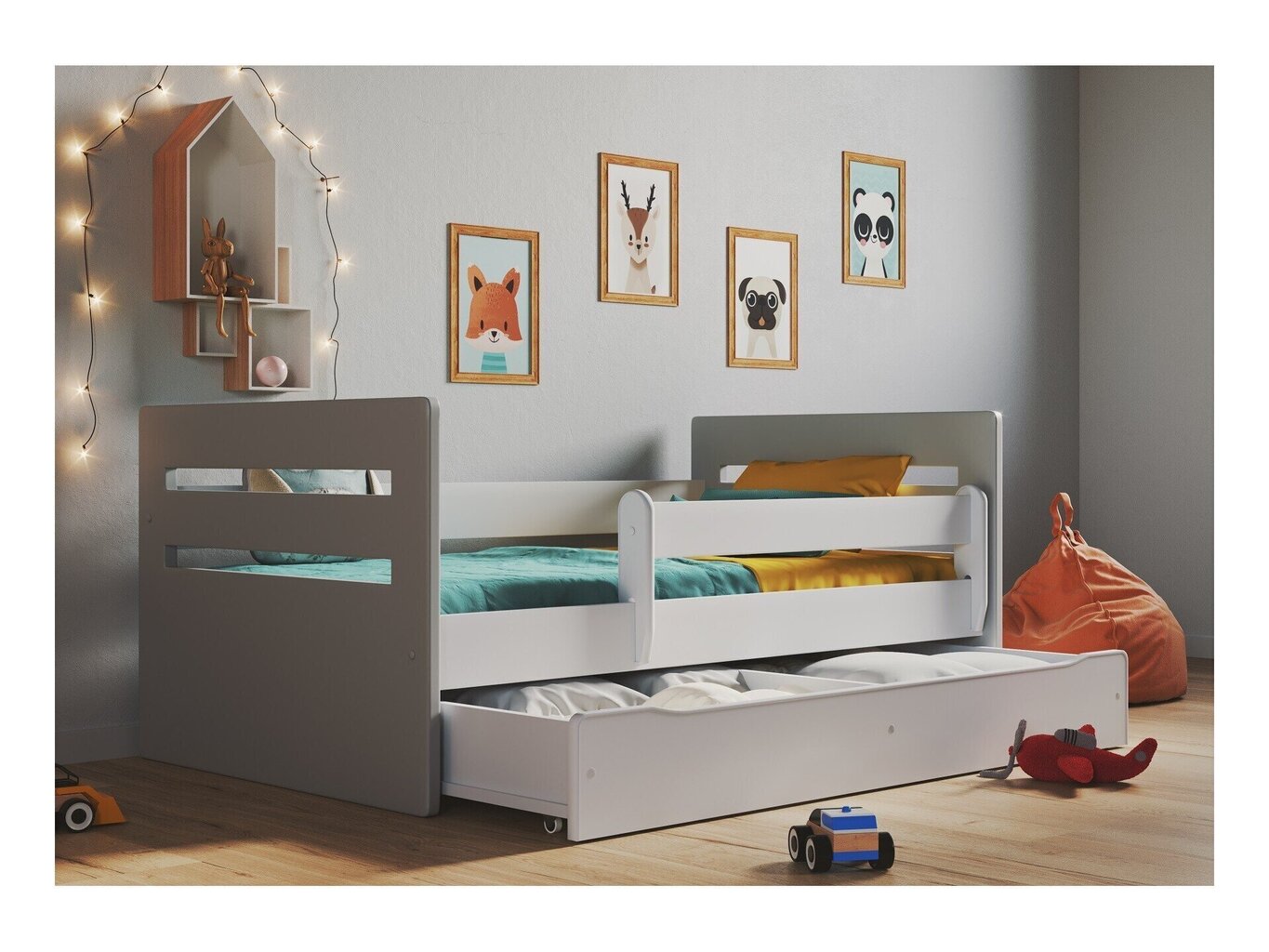 Sänky, harmaa, 160x80, laatikolla. hinta ja tiedot | Sängyt | hobbyhall.fi