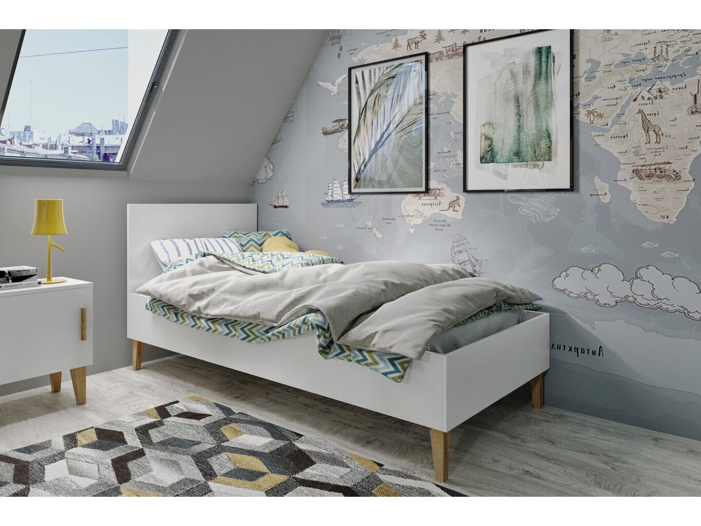 Sänky, valkoinen, 180x80. hinta ja tiedot | Sängyt | hobbyhall.fi