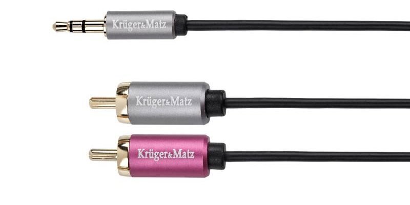 Kruger&Matz 3,5 mm/2 RCA, 1,8 m hinta ja tiedot | Kaapelit ja adapterit | hobbyhall.fi