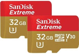 Muistikortti Sandisk microSDHC 32GB Extreme Action, 2 kpl hinta ja tiedot | Sandisk Kamerat ja tarvikkeet | hobbyhall.fi