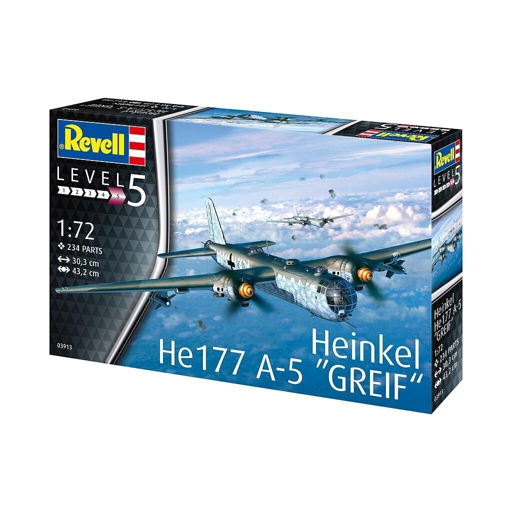 Revell muovinen esivalmistettu pienoismalli Heinkel He177 A-5 Greif 1:72 hinta ja tiedot | LEGOT ja rakennuslelut | hobbyhall.fi