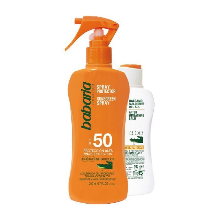 Sarja Babaria: Aurinkovoide SPF 50, 200 ml + aurinkovoide 100 ml hinta ja tiedot | Aurinkovoiteet | hobbyhall.fi