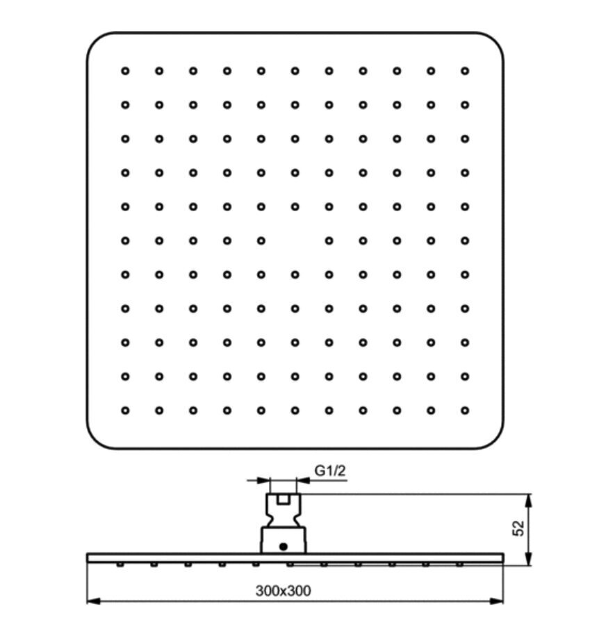 Suihku pää Idealrain Cube neliö 300x300 mm suihkupää, kromi. B0025AA hinta ja tiedot | Suihkupäät ja tarvikkeet | hobbyhall.fi