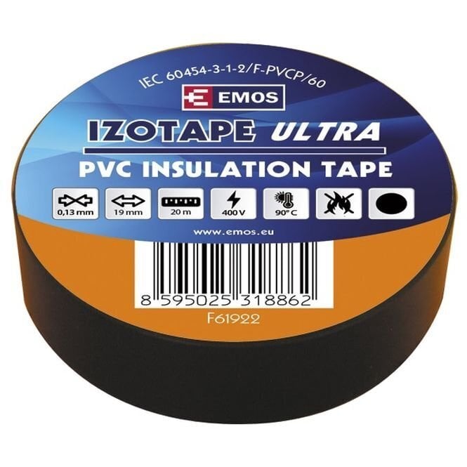 PVC-eristysteippi IZOTAPE ULTRA 19/20 musta hinta ja tiedot | Käsityökalut | hobbyhall.fi