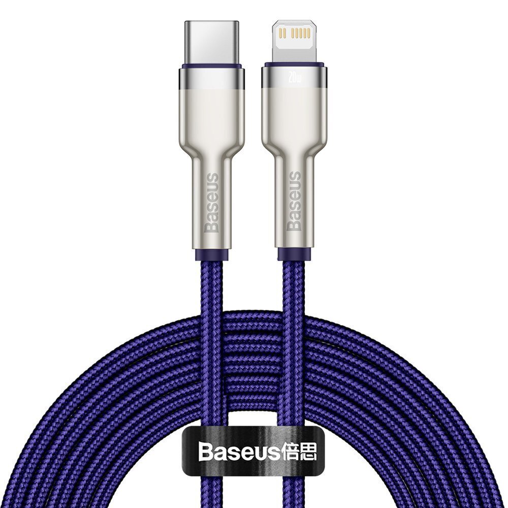 Baseus Cafule Series Metal Data USB Type C - Lightning-kaapelin virtalähde 20 W 2 m violetti (CATLJK-B05) hinta ja tiedot | Puhelinkaapelit | hobbyhall.fi