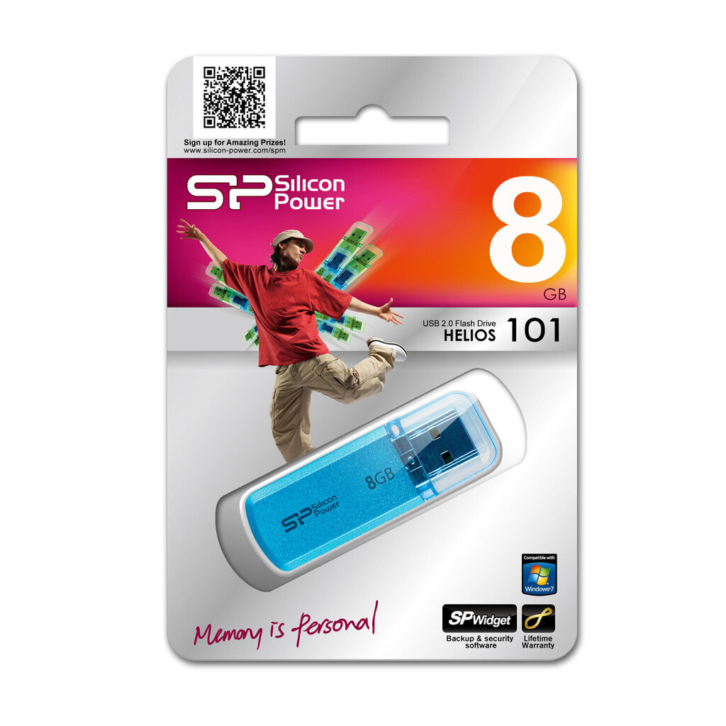 Silicon Power -muisti USB Helios 101 8GB USB 2.0 Blue hinta ja tiedot | Muistitikut | hobbyhall.fi