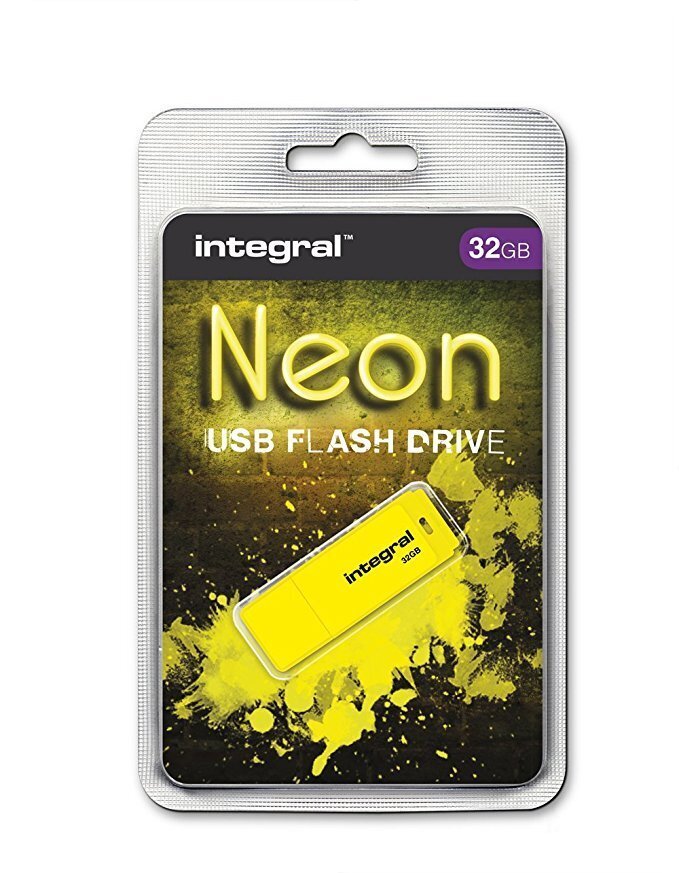 Muistitikku Integral NEON 32GB USB 2.0, keltainen hinta ja tiedot | Muistitikut | hobbyhall.fi