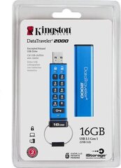 KINGSTON 16GB Keypad USB3.0 DT2000 muistitikku hinta ja tiedot | Muistitikut | hobbyhall.fi