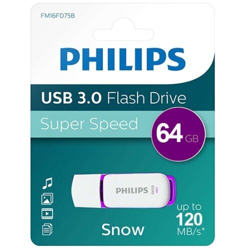 USB-salama Philips 64 Gt 3.0 Drive Snow Edition hinta ja tiedot | Muistitikut | hobbyhall.fi