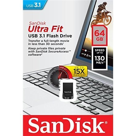 Muistitikku SanDisk Ultra Fit 64GB USB 3.1, musta (SDCZ430-064G-G46) hinta ja tiedot | Muistitikut | hobbyhall.fi