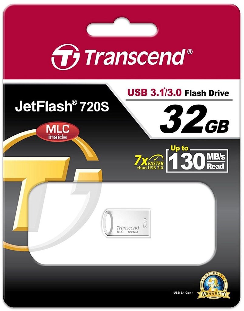 Pendrive Transcend JetFlash 720 32GB (TS32GJF720S) hinta ja tiedot | Muistitikut | hobbyhall.fi