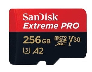 SANDISK Extreme Pro microSDXC 256GB +Adp muistitikku hinta ja tiedot | Puhelimen muistikortit | hobbyhall.fi