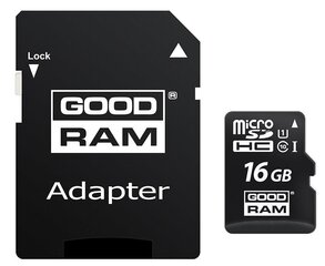 Muistikortti Goodram 16GB Micro SDHC U1-I Class 10 + -sovitin hinta ja tiedot | Goodram Puhelimet, älylaitteet ja kamerat | hobbyhall.fi