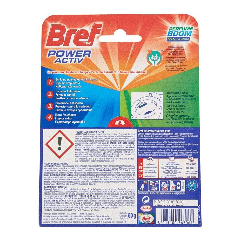 Bref Power Aktiv Natura Pine WC-puhdistusaine ja -raikastin, 50 g hinta ja tiedot | Puhdistusaineet | hobbyhall.fi