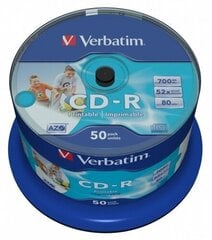 VERBATIM muste CD-R 80 min. / 700 MB 52x, 50 kpl, CD-levyt hinta ja tiedot | Vinyylilevyt, CD-levyt, DVD-levyt | hobbyhall.fi