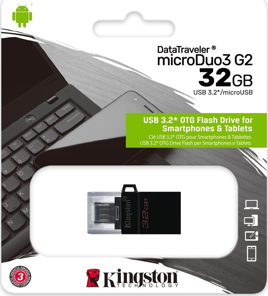 Kingston 32GB DT MicroDuo 3 Gen2+micro hinta ja tiedot | Muistitikut | hobbyhall.fi