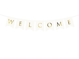 Juhlakoriste Welcome, valkoinen, 15x95 cm, 1 kpl / 1 kpl hinta ja tiedot | Juhlakoristeet | hobbyhall.fi