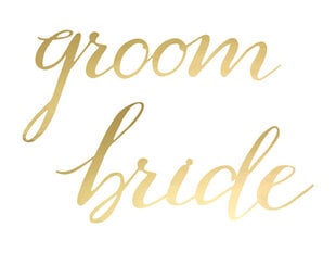 Tuolikoriste Bride Groom, kultainen, 35x17cm (1 pakkaus / 2 kpl) hinta ja tiedot | Juhlakoristeet | hobbyhall.fi