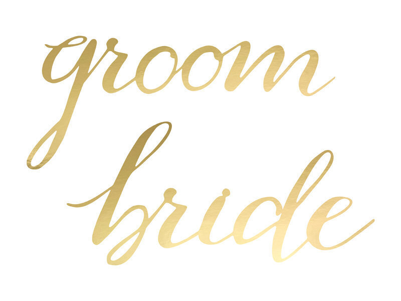 Tuolikoriste Bride Groom, kultainen, 35x17cm (1 pakkaus / 2 kpl) hinta ja tiedot | Juhlakoristeet | hobbyhall.fi