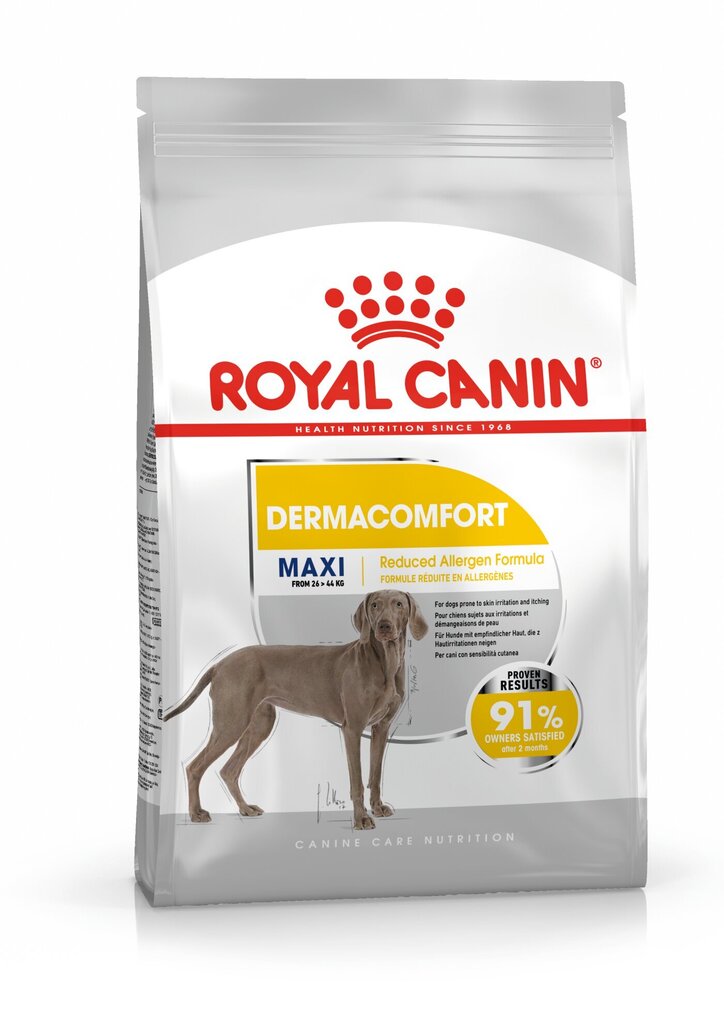 Royal Canin koirille, joilla on herkkä iho Maxi Dermacomfort, 10 kg. hinta ja tiedot | Koiran kuivaruoka | hobbyhall.fi