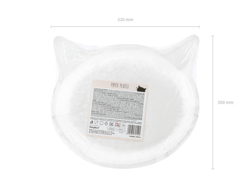 Kertakäyttöiset pahvilautaset Cat 22x20 cm (1 laatikko / 25 kpl) (1 pakkaus / 6 kpl) hinta ja tiedot | Tarjoiluastiat ja aterimet juhliin | hobbyhall.fi