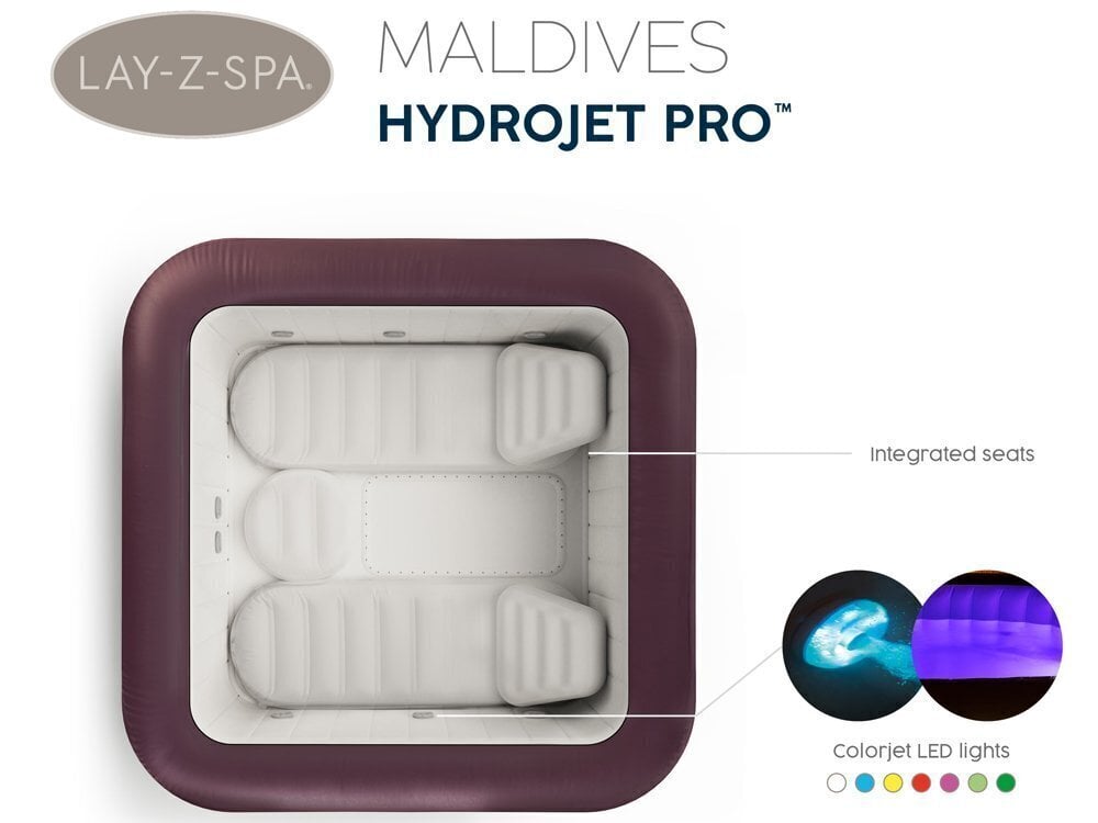 Bestway Lay-Z-Spa Maldives poreallas LEDillä ja istuimilla 5-7 hengelle hinta ja tiedot | Uima-altaat | hobbyhall.fi