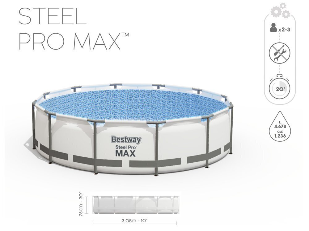 Uima allas Bestway "Steel Pro Max", 305x76 hinta ja tiedot | Uima-altaat | hobbyhall.fi