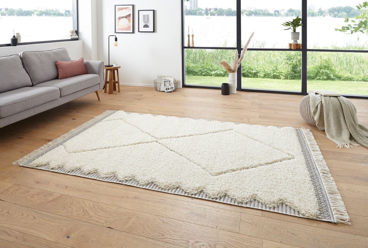 Mint Rugs New Handira Ciret -matto, 120 x 170 cm, kerma / harmaa hinta ja tiedot | Isot matot | hobbyhall.fi