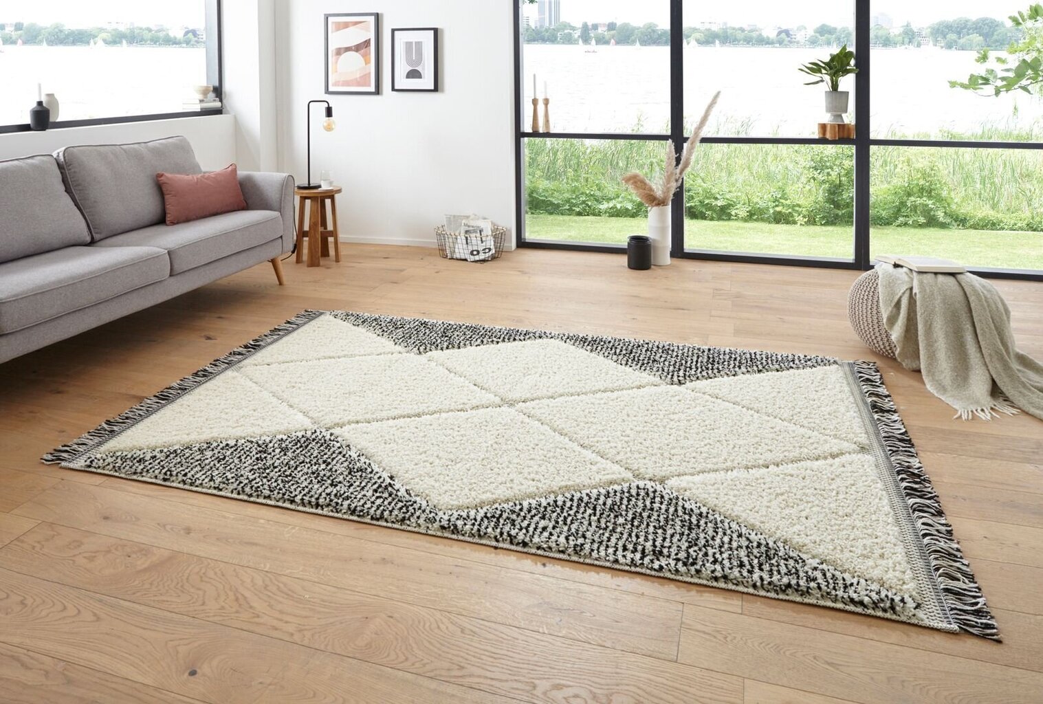 Mint Rugs New Handira Sinai -matto, 120 x 170 cm, kerma / musta hinta ja tiedot | Isot matot | hobbyhall.fi