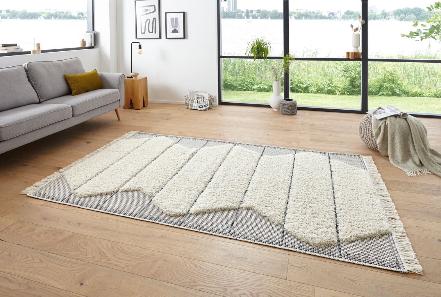 Mint Rugs New Handira Hutu -matto, kapea, 80 x 150 cm, kerma / harmaa hinta ja tiedot | Isot matot | hobbyhall.fi